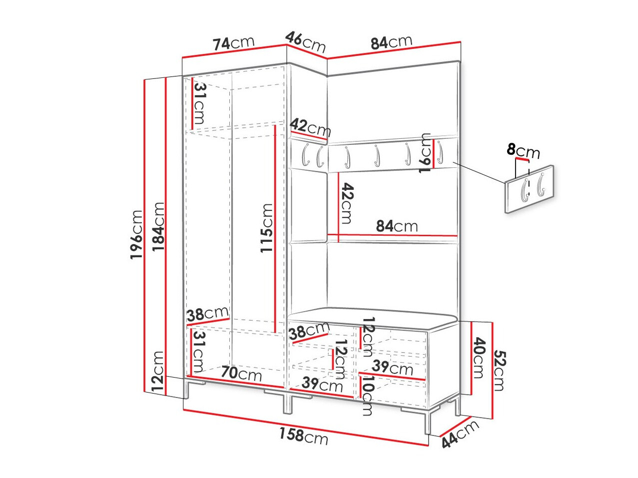 Flurgarnitur Tivsoa 100 (Craft eichenholzoptik)