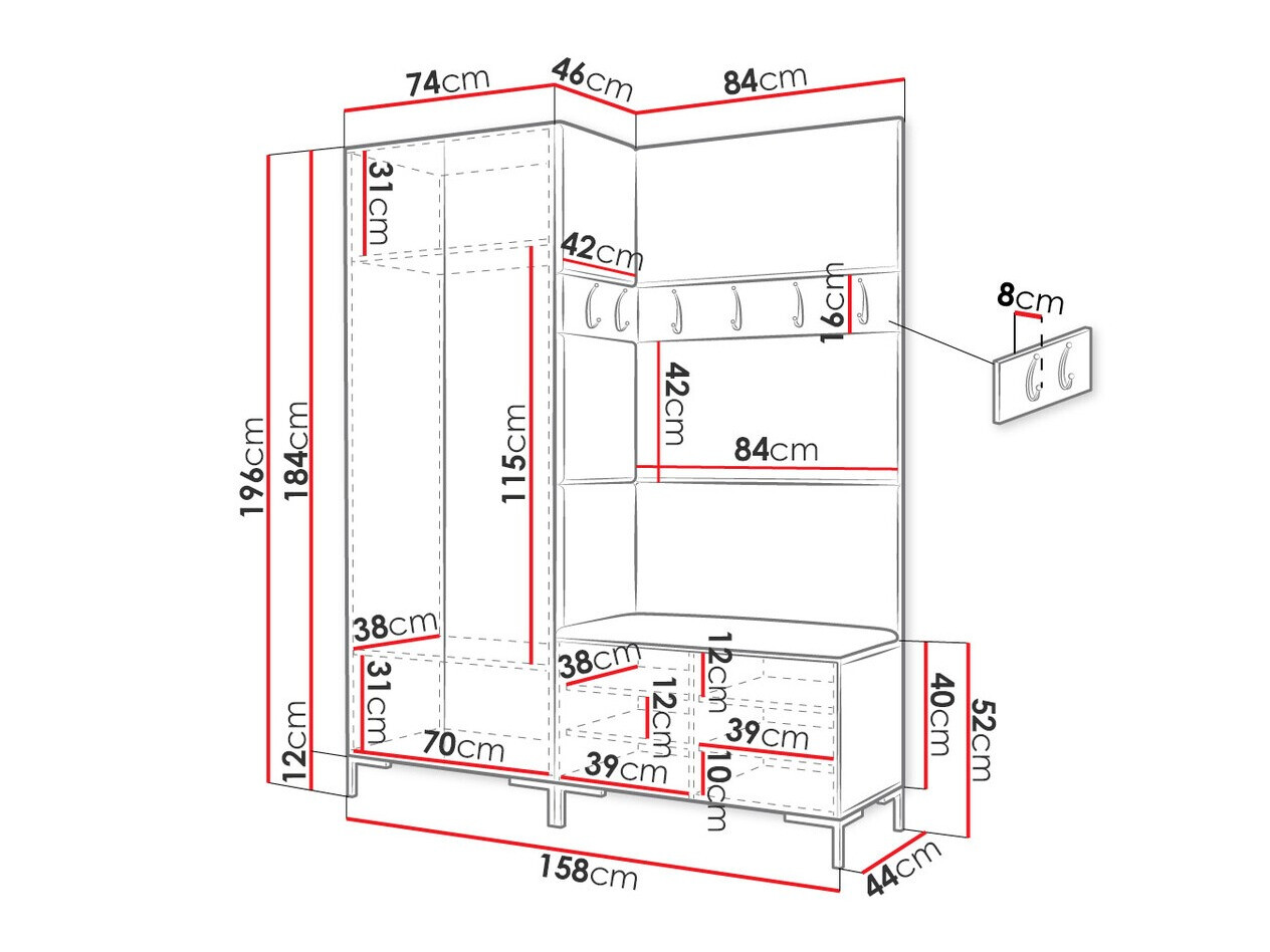 Flurgarnitur Tivsoa 100 (Craft eichenholzoptik)