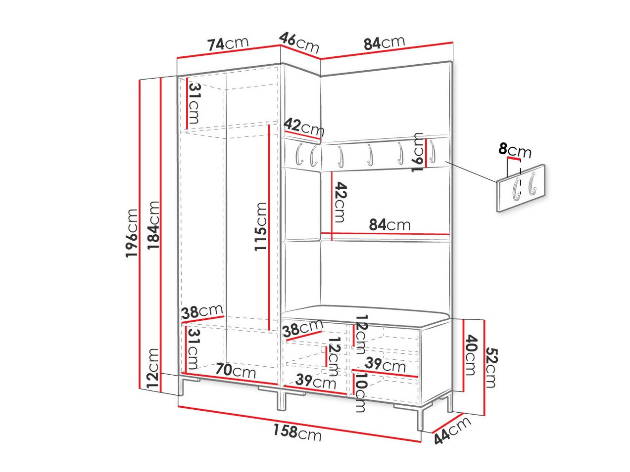 Flurgarnitur Tivsoa 100 (Weiß)