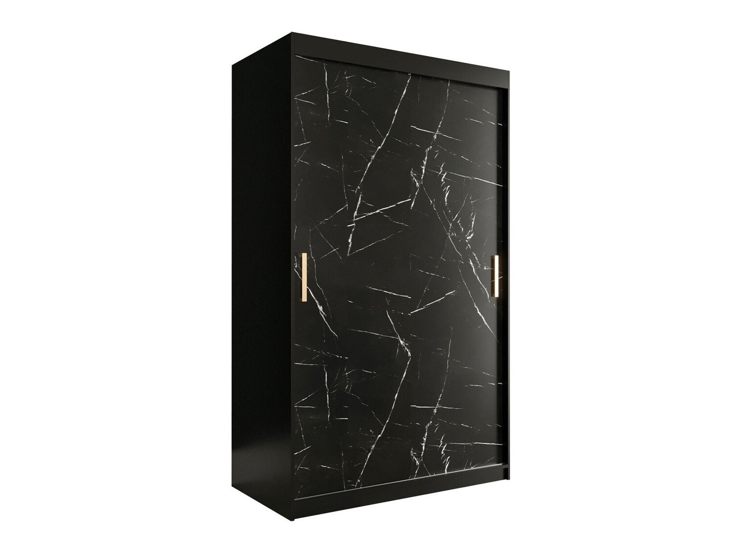 Kleiderschrank Hartford 247 (Mattschwarz + Schwarzer Marmor)