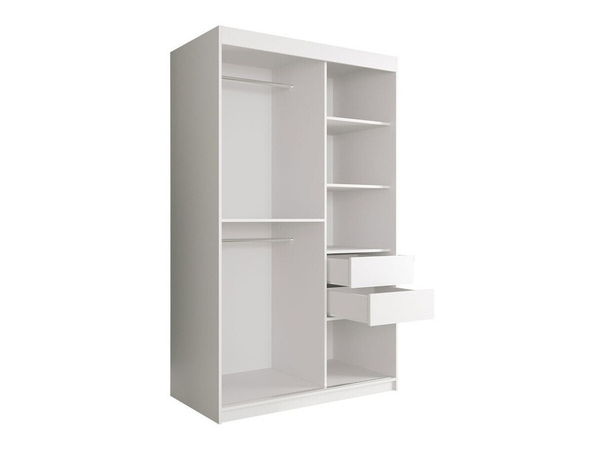 Kleiderschrank Hartford 253 (Matt weiß + Schwarzer Marmor)