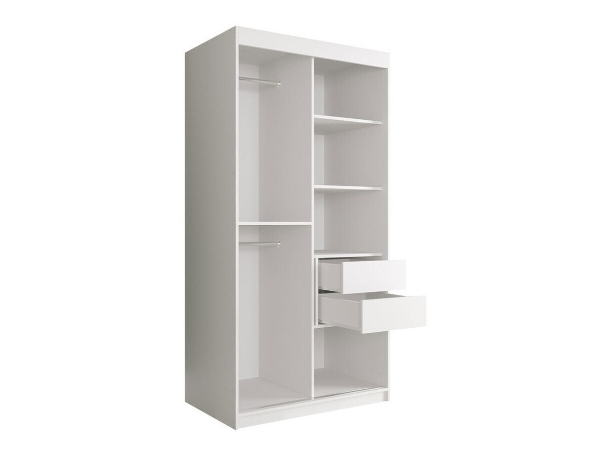 Kleiderschrank Hartford 258 (Matt weiß + Schwarzer Marmor)