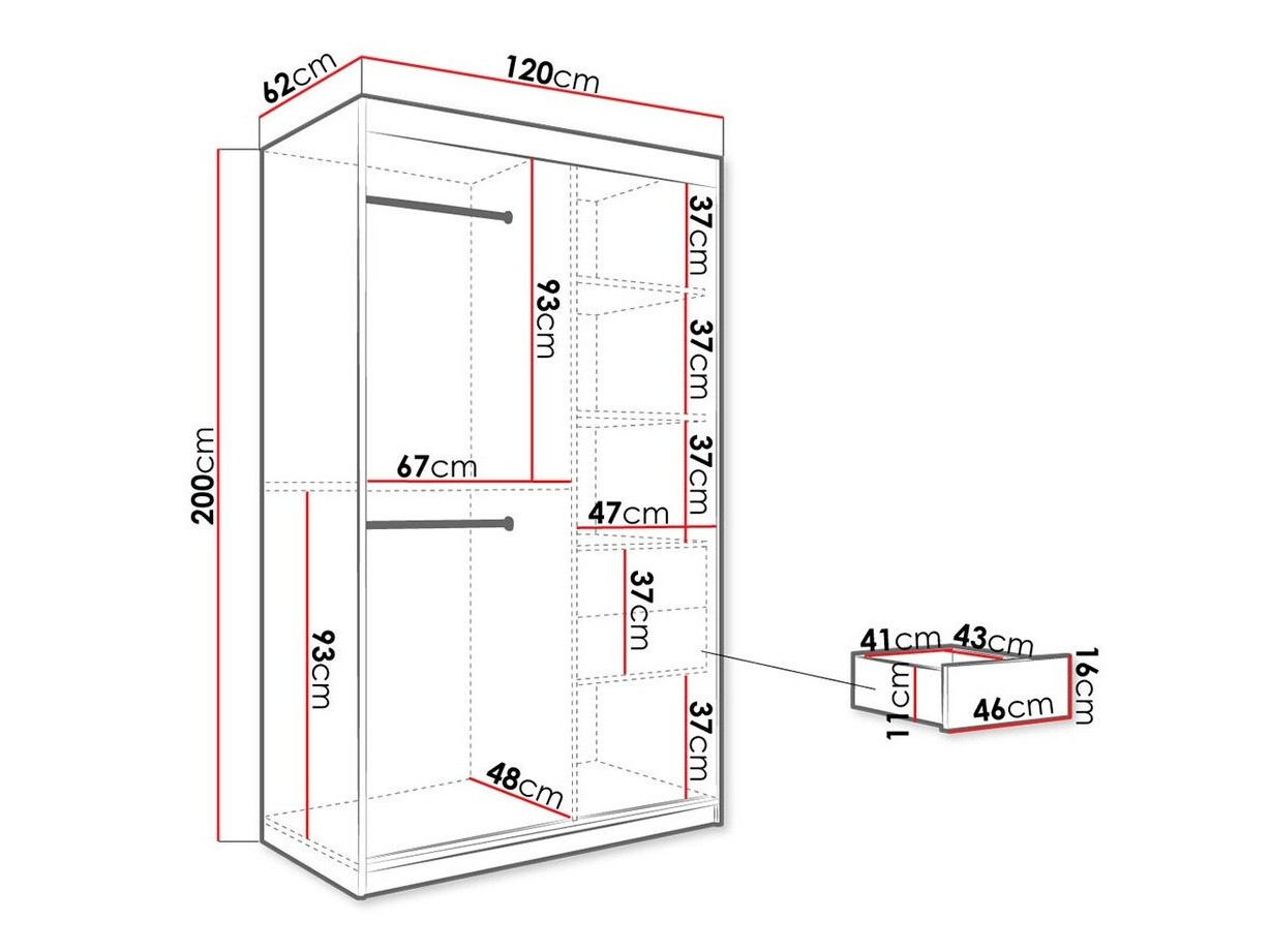 Kleiderschrank Hartford 259 (Mattschwarz + Schwarzer Marmor)