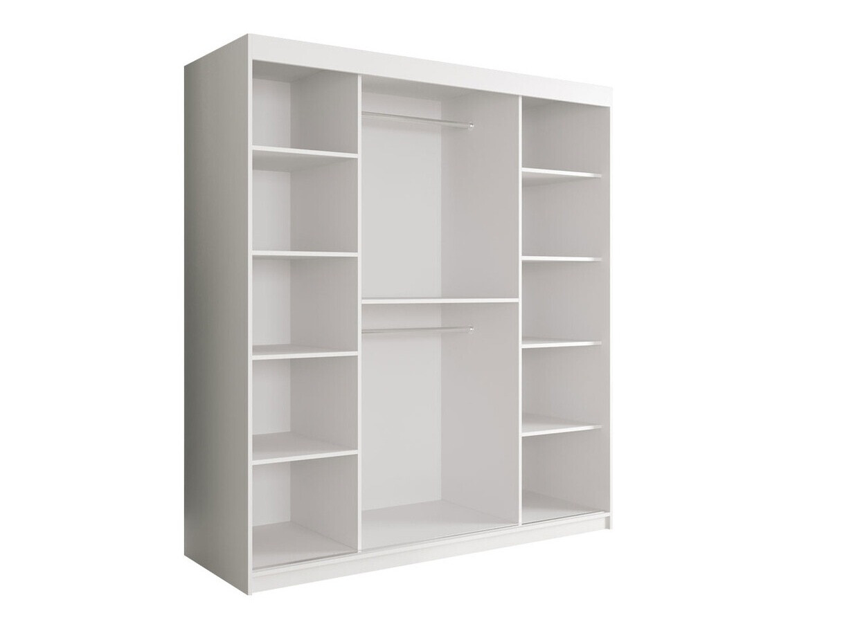 Kleiderschrank Hartford 243 (Mattschwarz + Schwarzer Marmor)