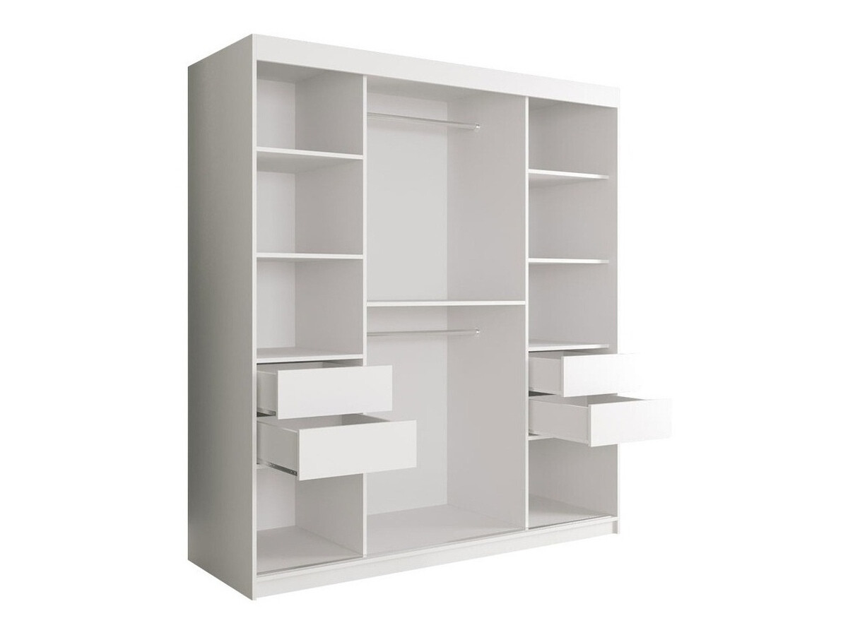 Kleiderschrank Hartford 243 (Mattschwarz + Weißer Marmor)