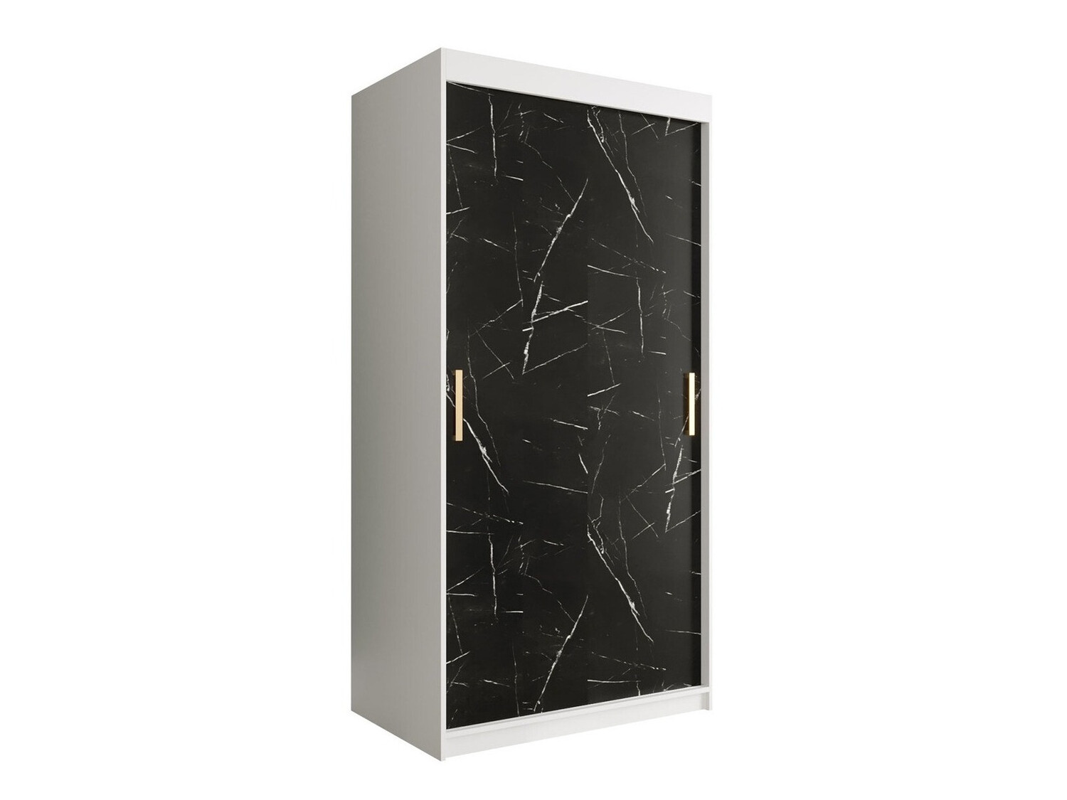 Kleiderschrank Hartford 246 (Matt weiß + Schwarzer Marmor)