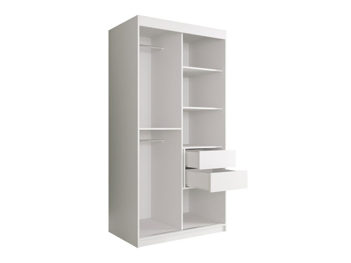 Kleiderschrank Hartford 246 (Matt weiß + Schwarzer Marmor)