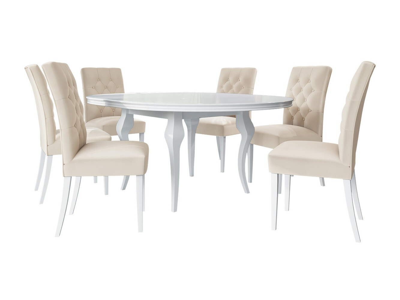 Essgruppe Racine 129 (Weiß glänzend + Magic Velvet 2250)