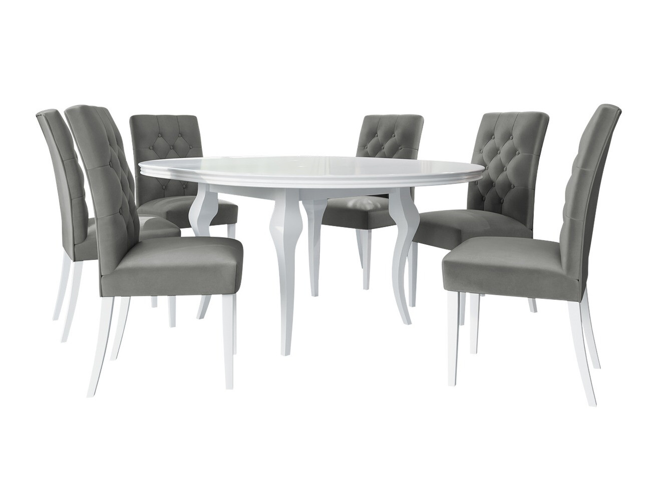 Essgruppe Racine 138 (Weiß glänzend + Magic Velvet 2217)