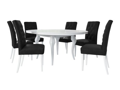 Essgruppe Racine 138 (Weiß glänzend + Magic Velvet 2219)