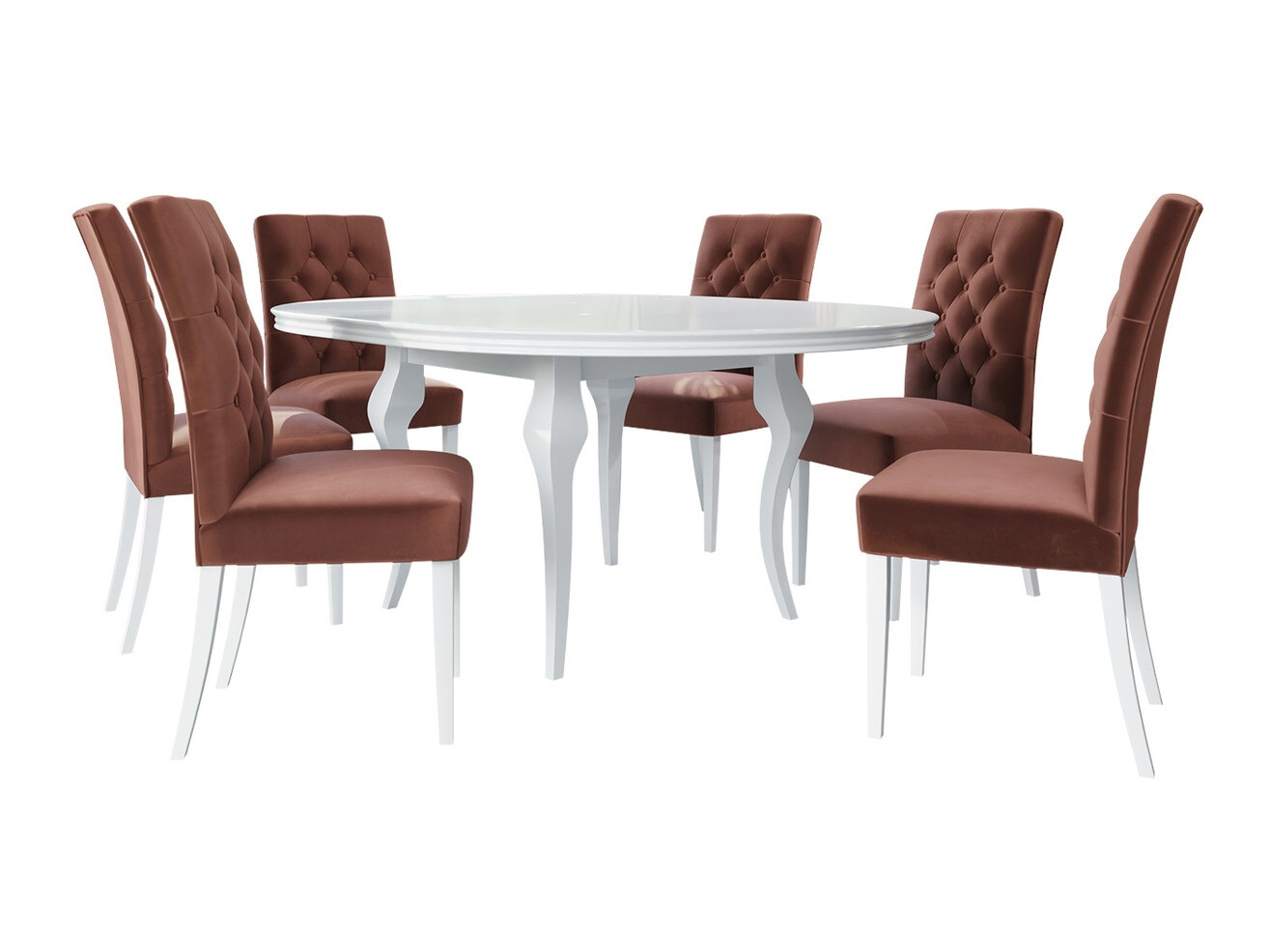 Essgruppe Racine 138 (Weiß glänzend + Magic Velvet 2258)