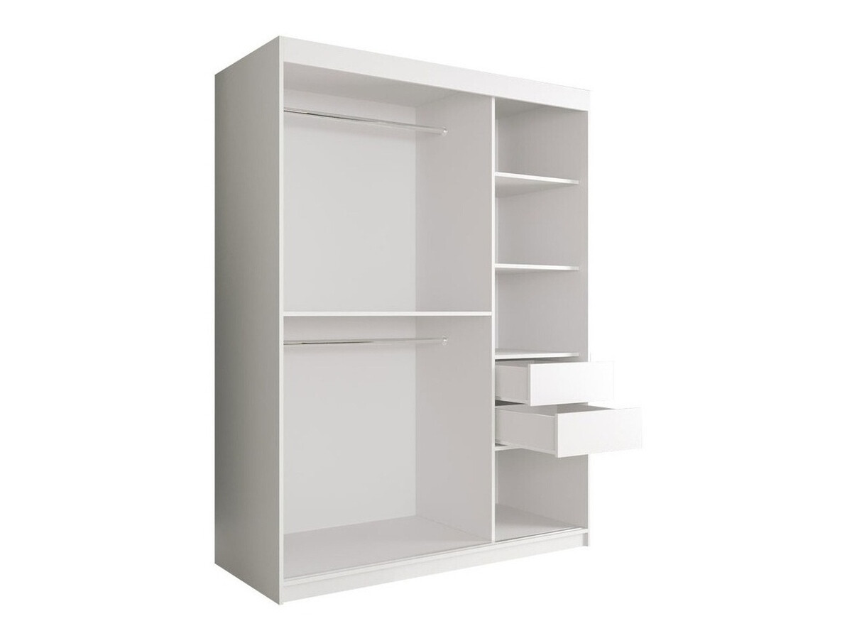 Kleiderschrank Hartford 242 (Matt weiß + Schwarzer Marmor)