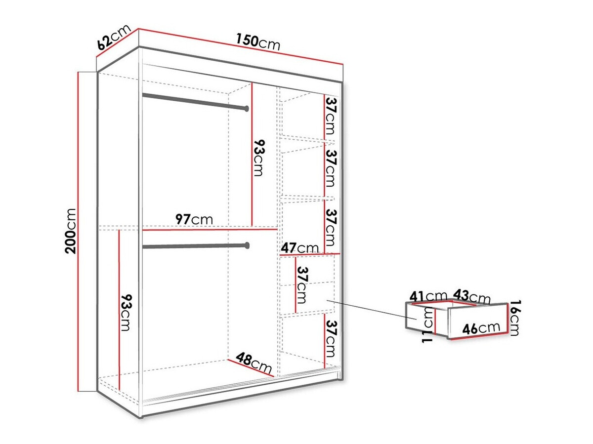 Kleiderschrank Hartford 242 (Matt weiß + Schwarzer Marmor)