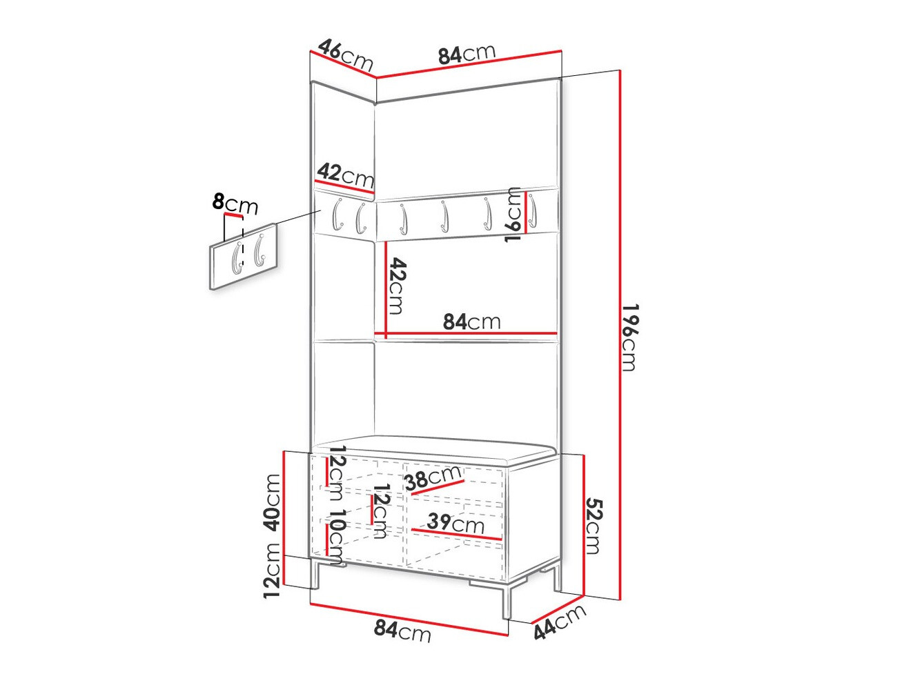 Flurgarnitur Nomal IV (Weiß)