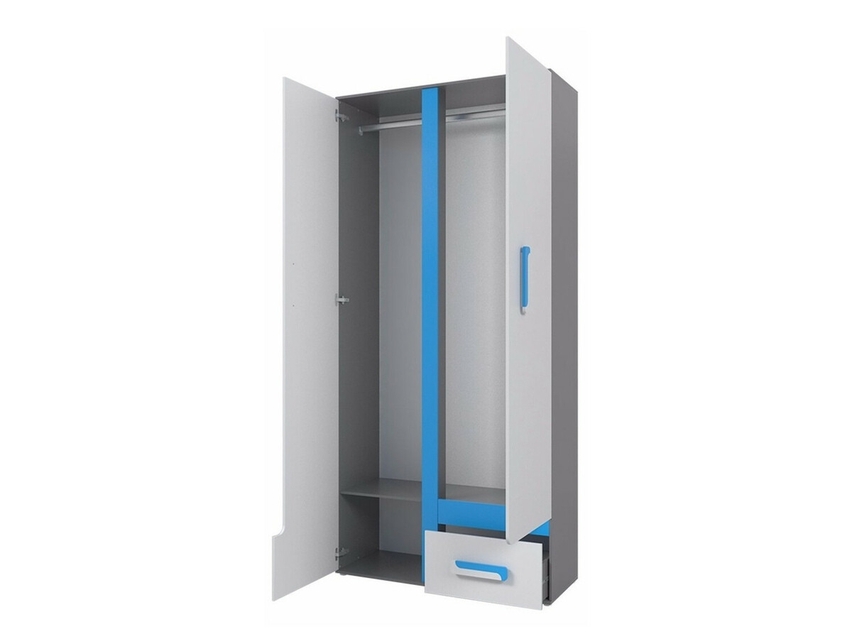 Kleiderschrank Levtala 101 (Anthrazit + Weiß + Rosa)