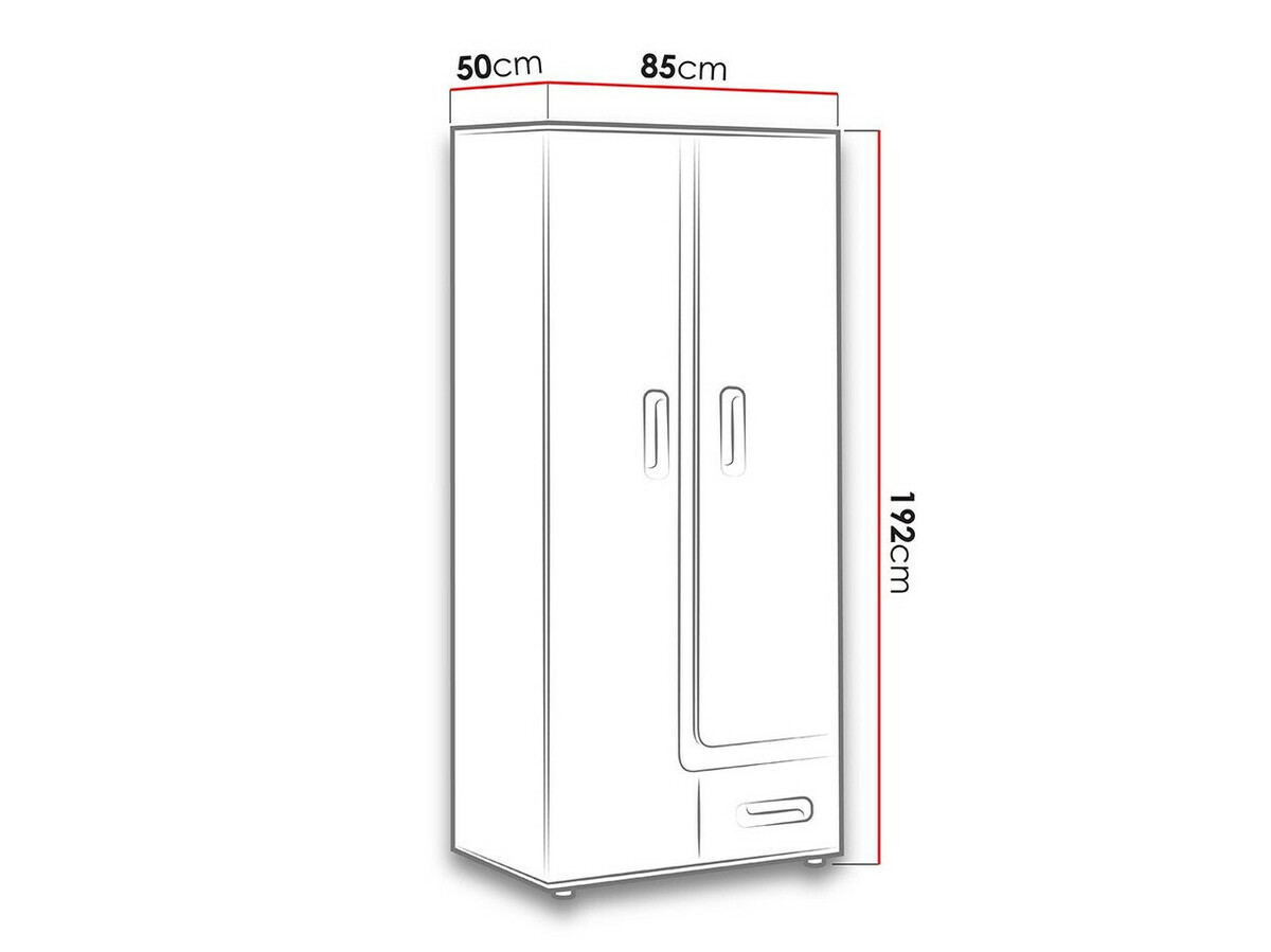 Kleiderschrank Levtala 101 (Anthrazit + Weiß + Rosa)