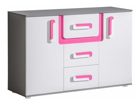 Kommoden Levtala 107 (Anthrazit + Weiß + Rosa)