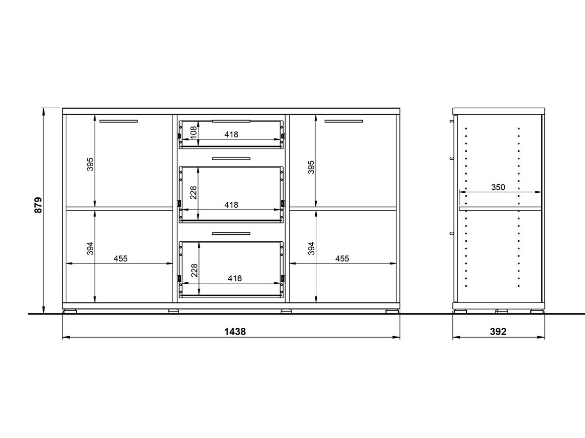Kommoden Sacramento 455 (Weiß + Sonoma Eichenholzoptik)