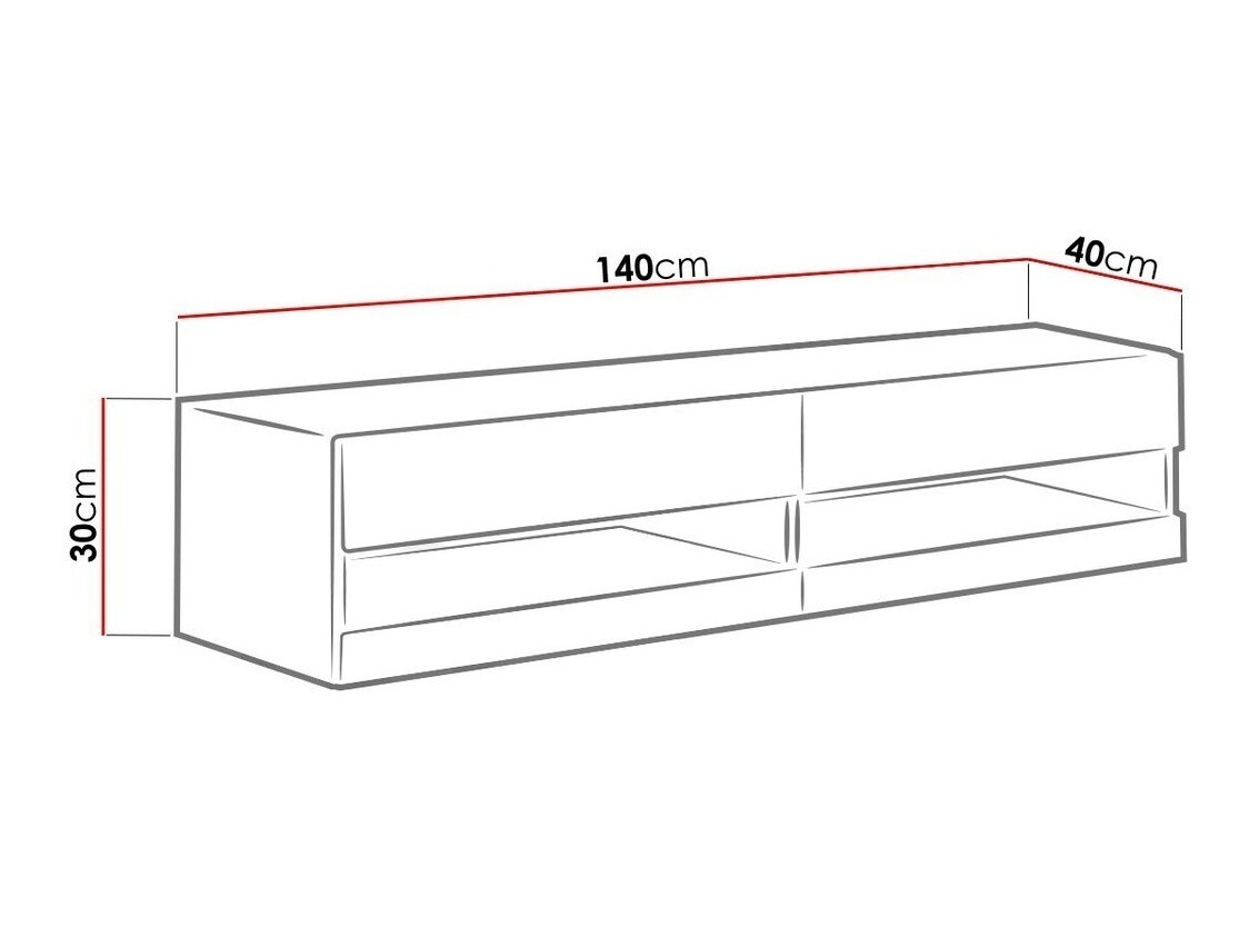 TV-Möbel Venenou 121 (Schwarz + Schwarz glänzend)