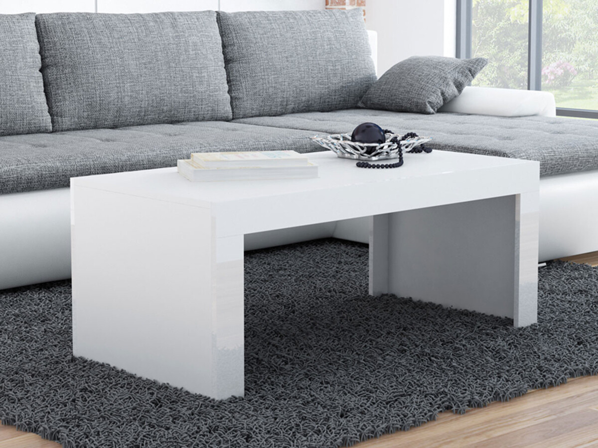 Couchtisch Charlotte 107 (Weiß + Weiß glänzend)