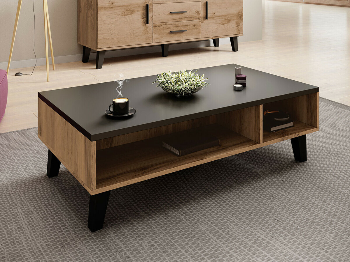Couchtisch Larfloi 101 (Wotan Eiche + Schwarz)