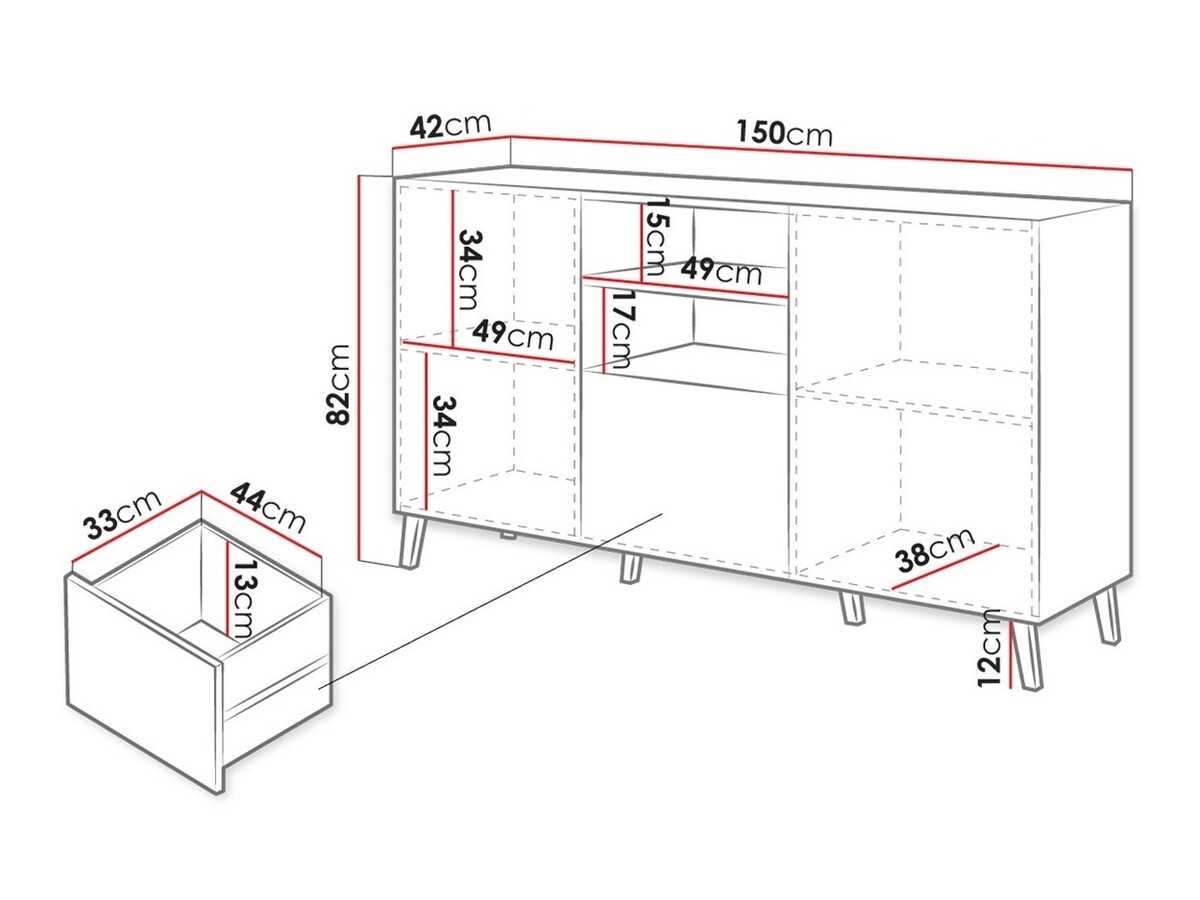 Kommoden Charlotte 143 (Weiß + Weiß glänzend)