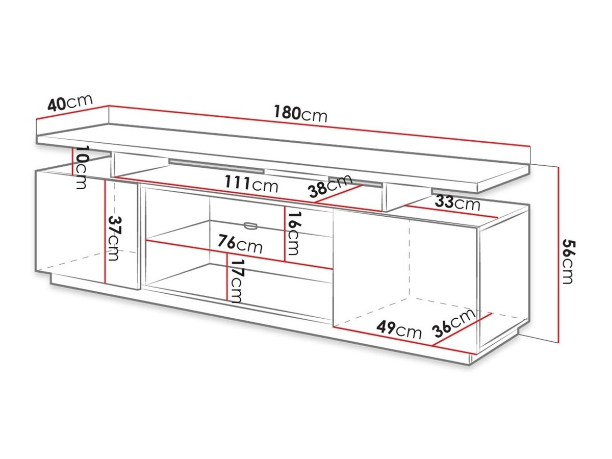 TV-Möbel Figura (Grau + Glanzgrau)