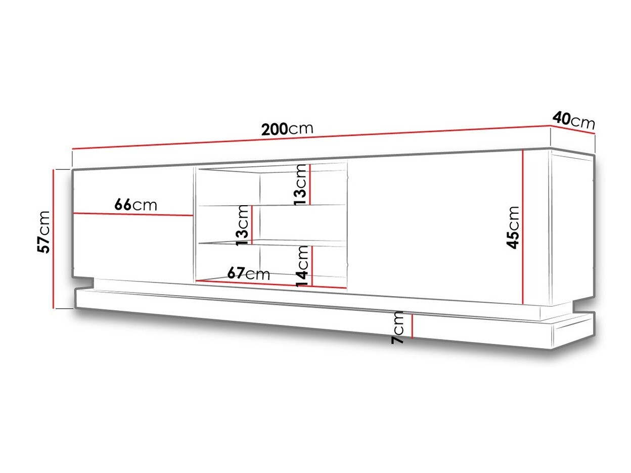 TV-Möbel Linar I (Weiß + Weiß glänzend)