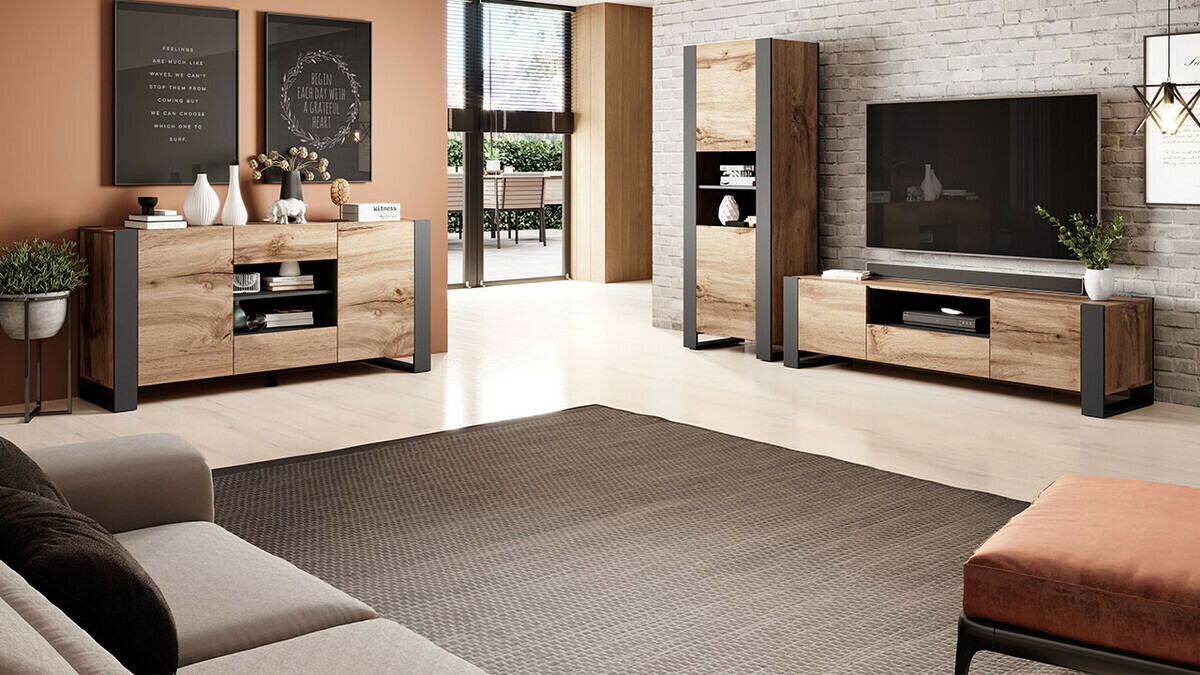 TV-Möbel Socius (Wotan Eiche + Anthrazit)