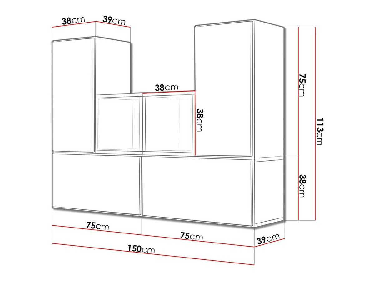 Schränke im Set Corbele 123 (Anthrazit + Wotan Eiche)