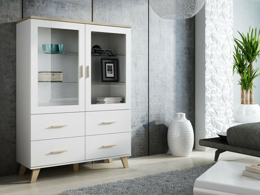 Regal Larfloi 110 (Weiß + Sonoma Eichenholzoptik)