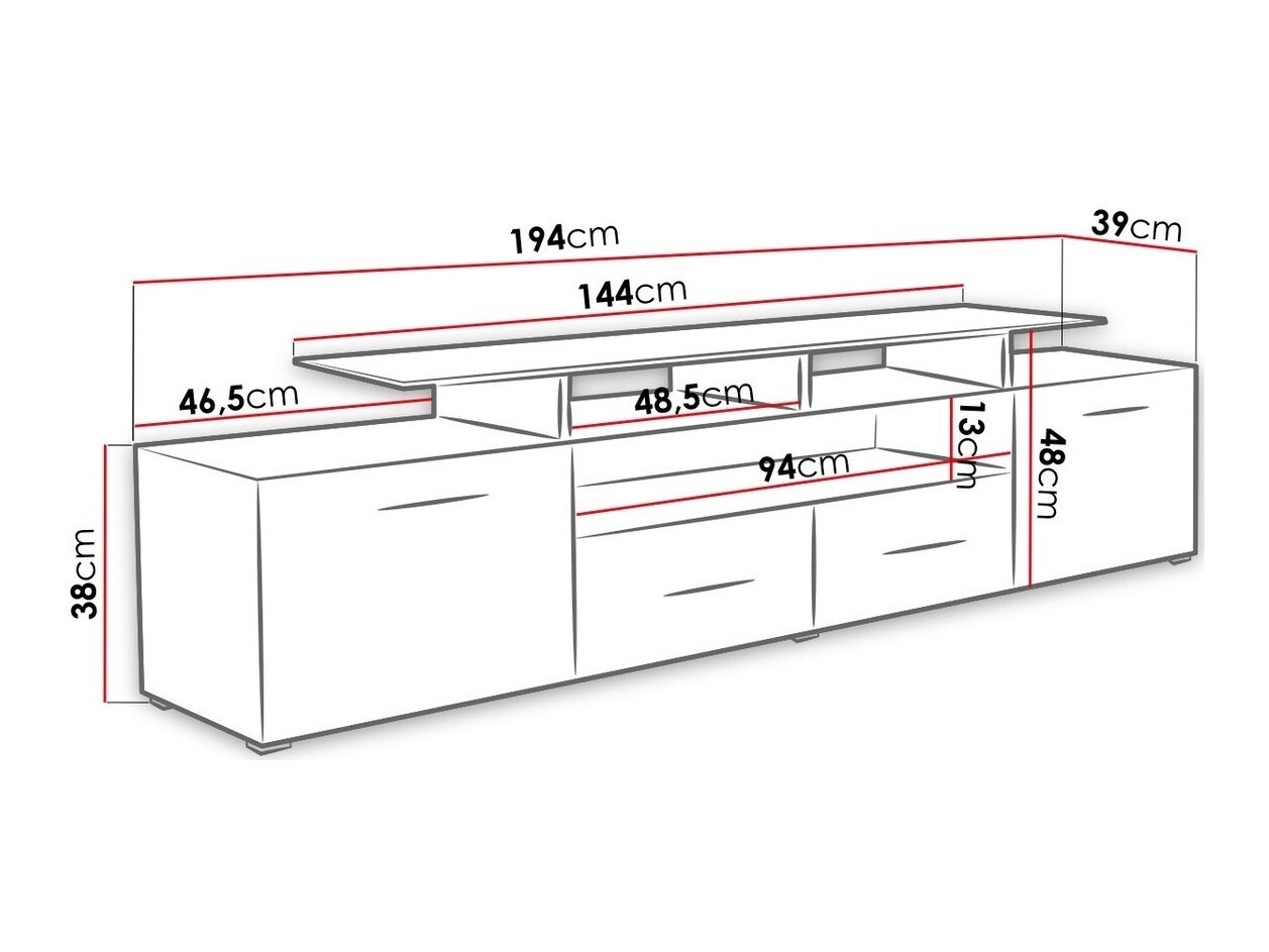 TV-Möbel Charlotte 117 (Weiß + Weiß glänzend)