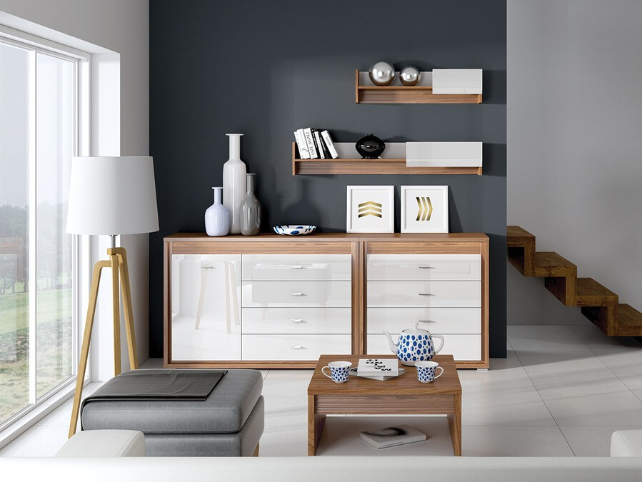 Kommoden Madison H102 (Weiß glänzend)