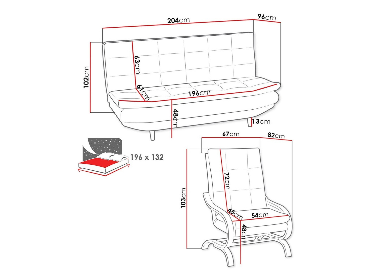 Polstermöbel-Set Carlsbad 107 (Halfa 154 + Halfa 155)