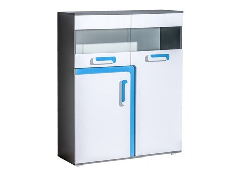 Sideboard Levtala 113 (Anthrazit + Weiß + Türkis)
