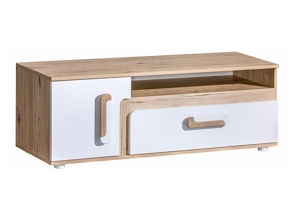 TV-Möbel Levtala 114 (Eichenholzoptik hell + Weiß)