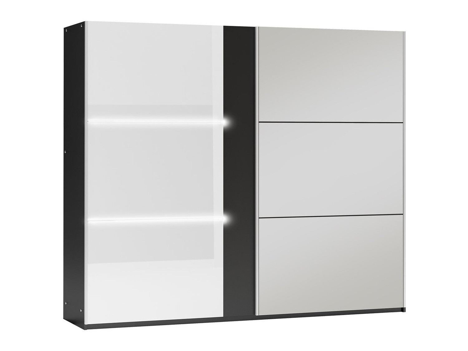 Kleiderschrank Honolulu 122 (Schwarz + Weiß glänzend)