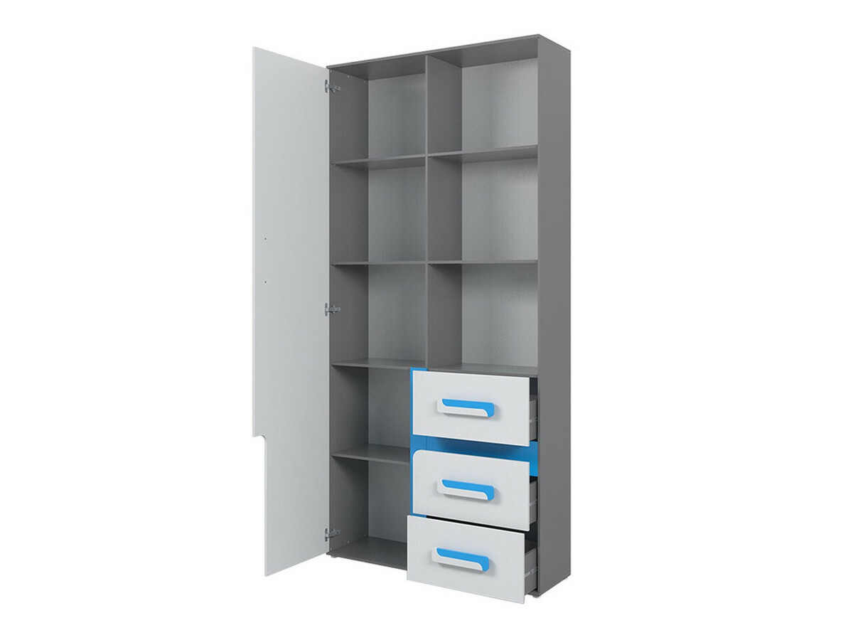 Kinderzimmer-Set Levtala 124 (Anthrazit + Weiß + Türkis)