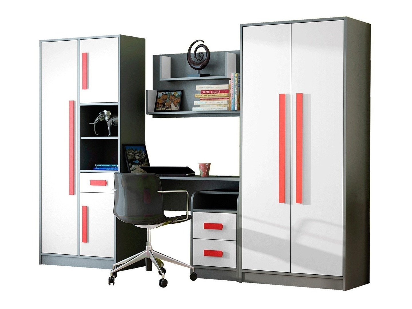 Regal Akron C101 (Grau + Weiß + Rot)