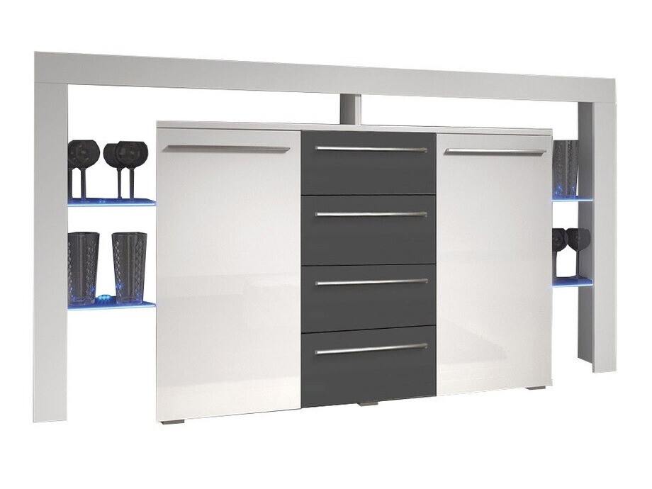 Kommoden Aestas (Weiß + Glanzgrau)