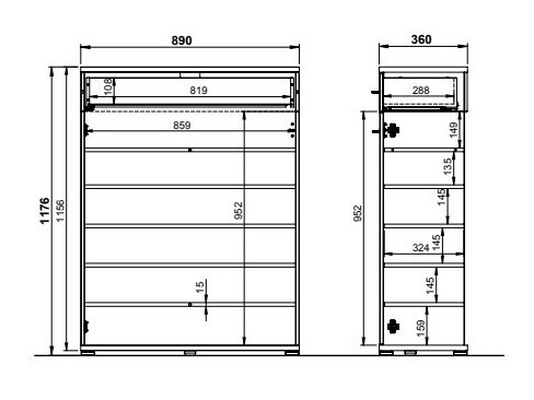 Kommoden Nuveno 100 (Weiß + Navarra eichenholzoptik)