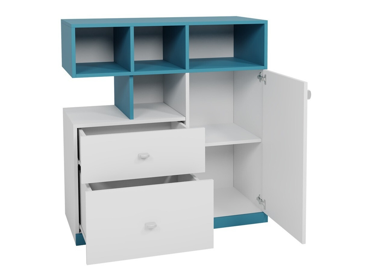 Kommoden Omaha E108 (Weiß + Türkis)