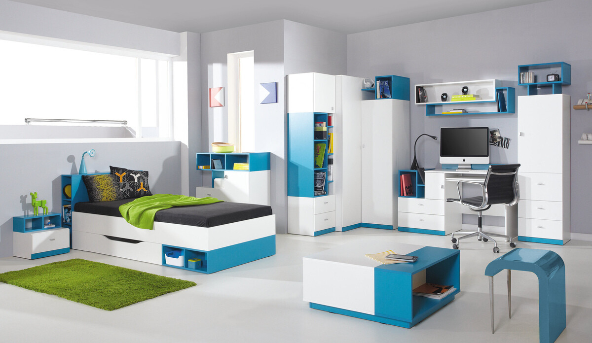 Kommoden Omaha E108 (Weiß + Türkis)