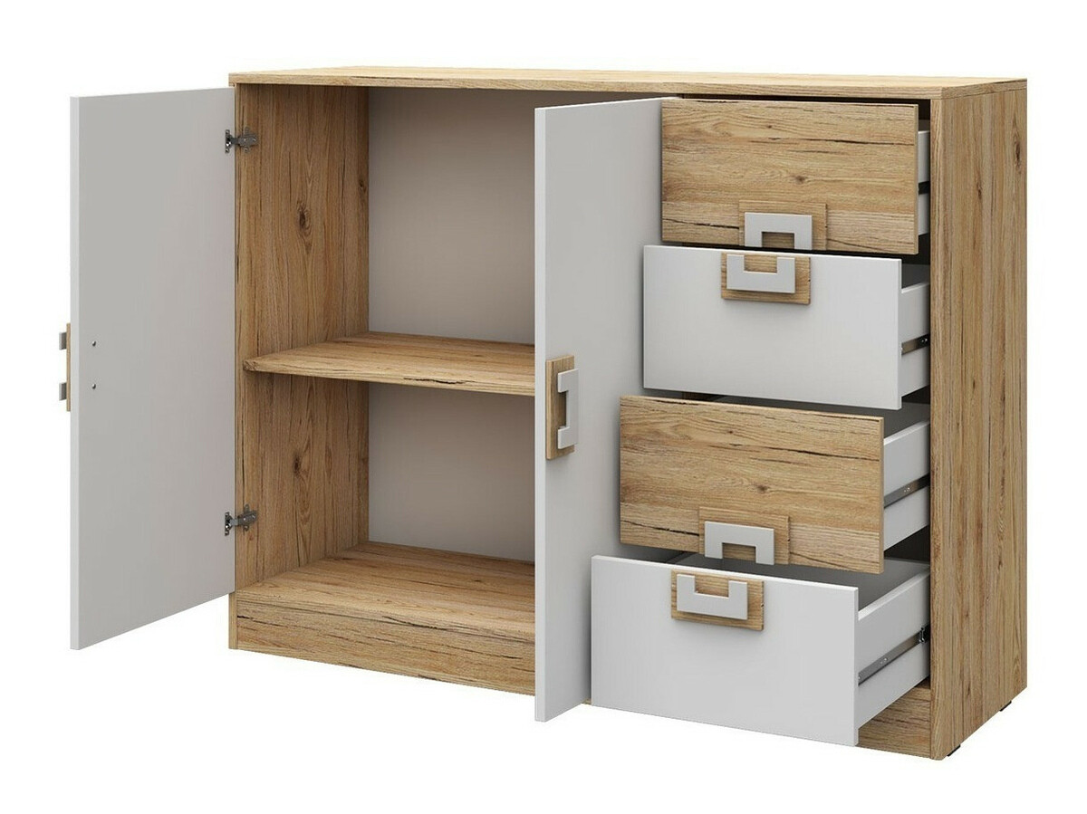 Kommoden Balvire 100 (Eichenholzoptik hell + Weiß + Rosa)