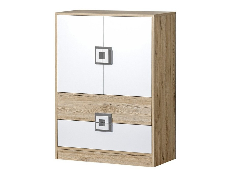 Kommoden Balvire 109 (Eichenholzoptik hell + Weiß + Grau)