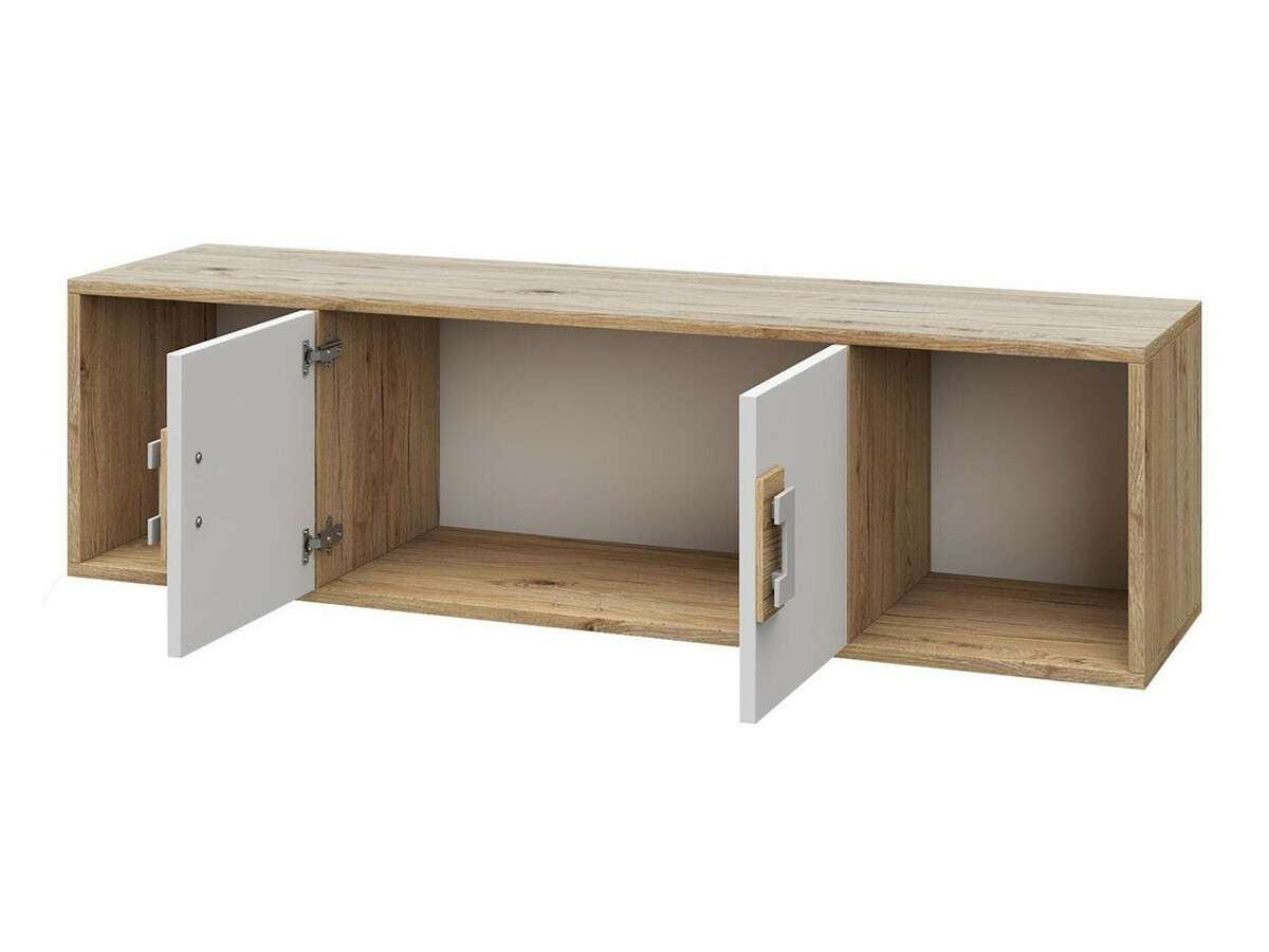 Wandregal Balvire 112 (Eichenholzoptik hell + Weiß + Grau)