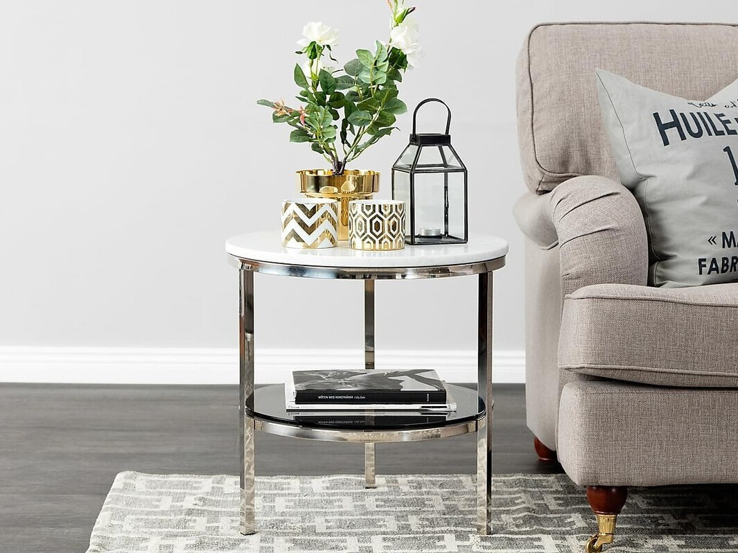 Beistelltisch Riverton 199 (Weiß + chrom)