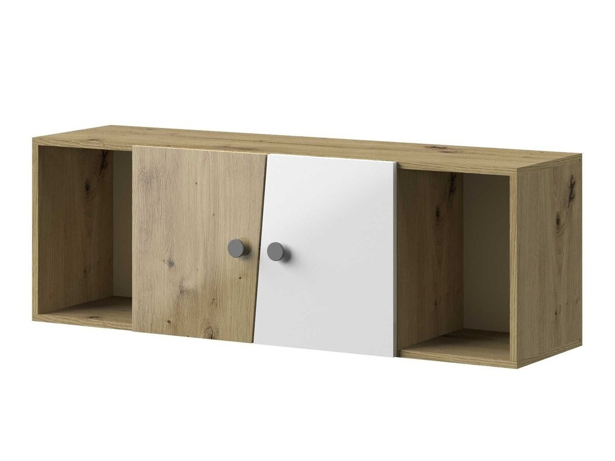 Hängeschrank Mirelbu 111 (Artisan Eichenholzoptik + Weiß glänzend + Grau)