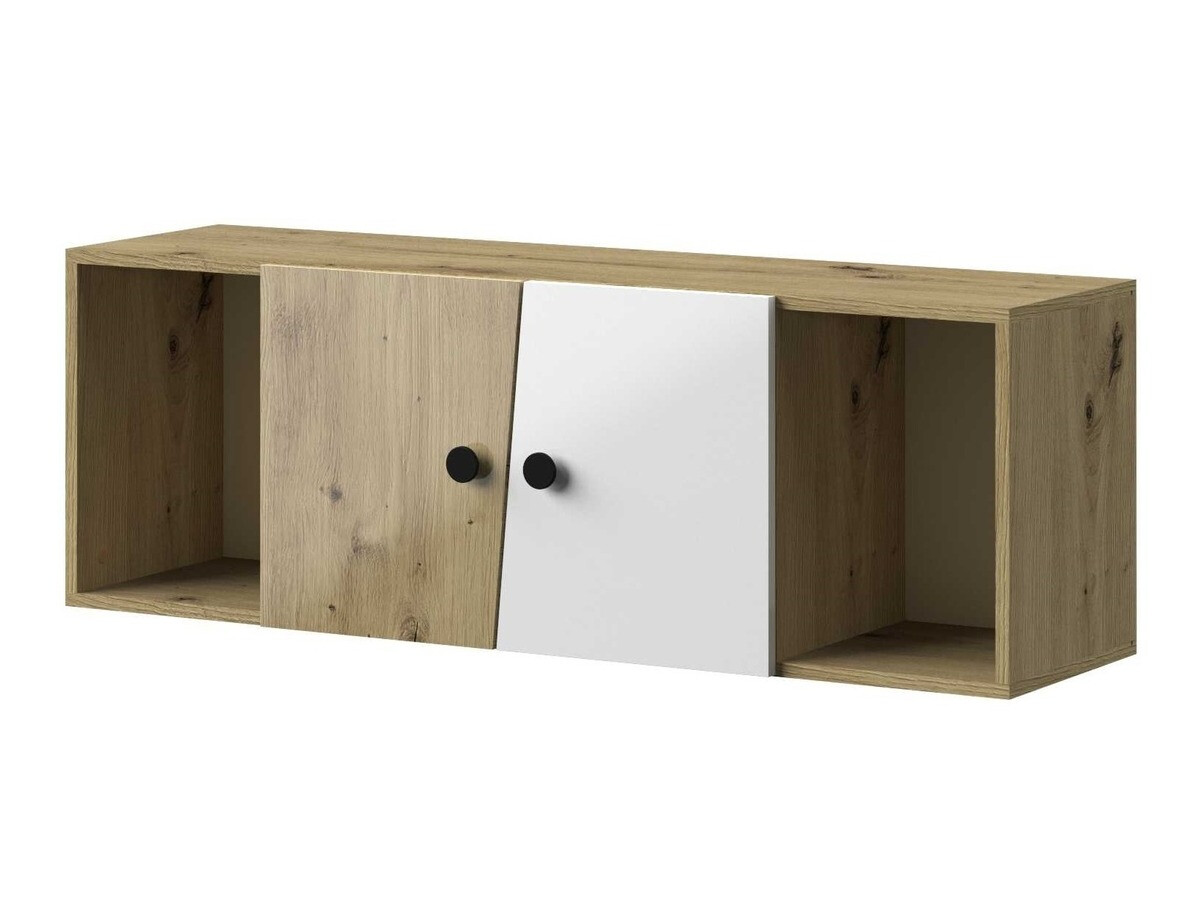 Hängeschrank Mirelbu 111 (Artisan Eichenholzoptik + Weiß glänzend + Schwarz)