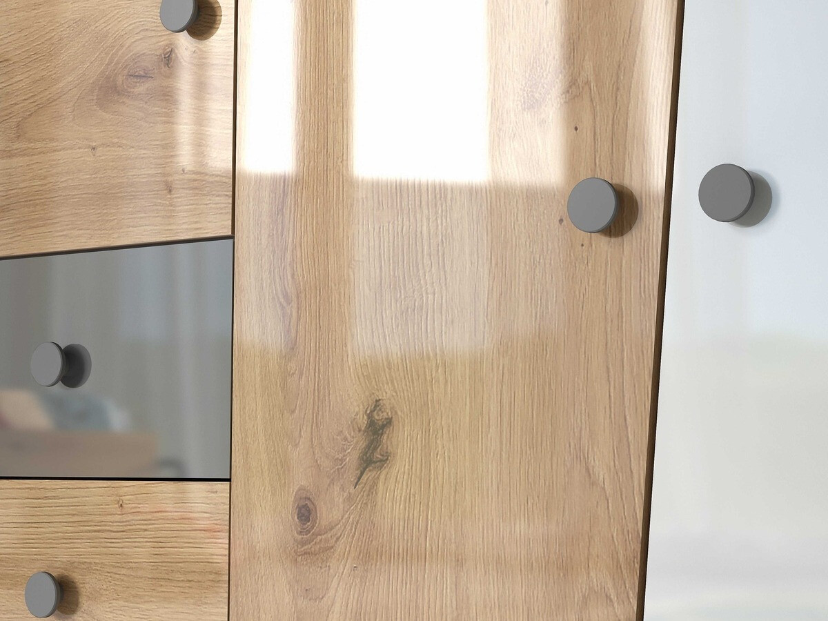 Kleiderschrank Mirelbu 102 (Artisan Eichenholzoptik + Weiß glänzend)